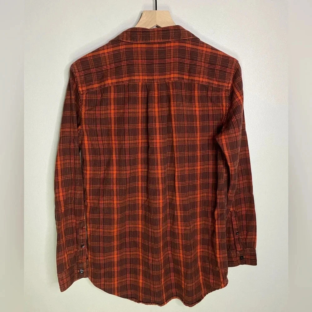 The‎ North Face women’s Plaid Flannel Button Front orange & red size small - Picture 6 of 9